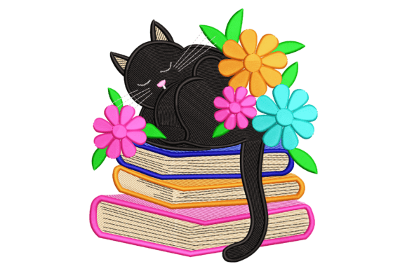 Cat with Books: A Seasonal Embroidery Review