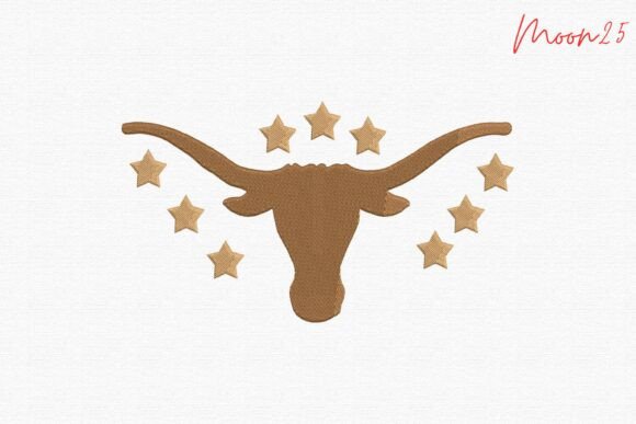 Longhorn Steer Head with Western Stars
